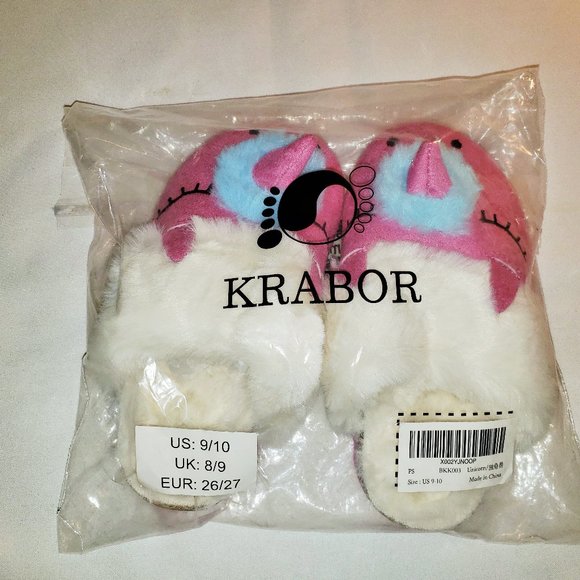 Children’s Unicorn Slippers! New in Bag! Krabor Unisex Kids  Size 9/10 - Picture 10 of 12